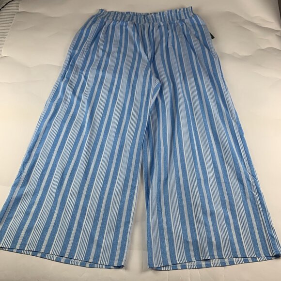 Wild Fable Bright Blue Striped Smocked Waist Wide Leg Summer Lounge Pant 3X New - Picture 2 of 8